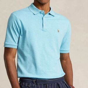 Polo Ralph Lauren Men Blue Custom Slim Fit Half Sleeve Polo T-shirt Size Medium